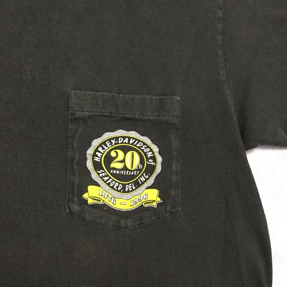 Harley Davidson Seaford Delaware Black‎ T Shirt Adult Mens size Medium Eagle Tee - Picture 7 of 13